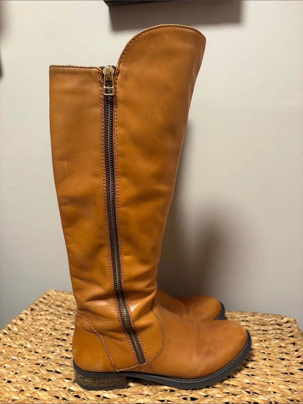 Steve Madden Tall Over-the-Knee Leather Boots in Cognac